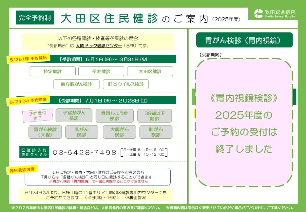 令和7年度 大田区住民健診のご案内